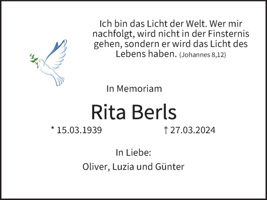 Anzeige von Rita Berls von MGO