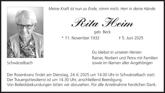 Anzeige von Rita Heim von MGO