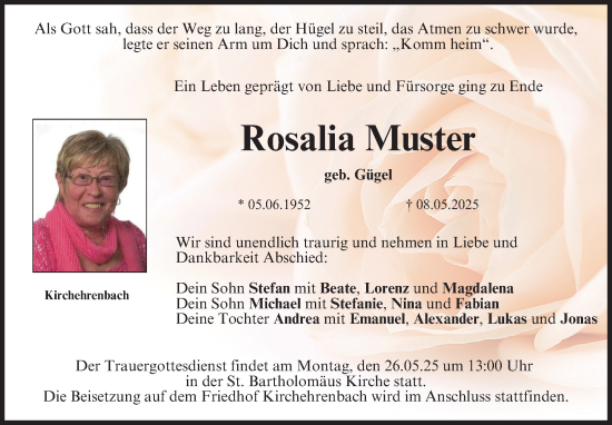 Anzeige von Rosalia Muster von MGO