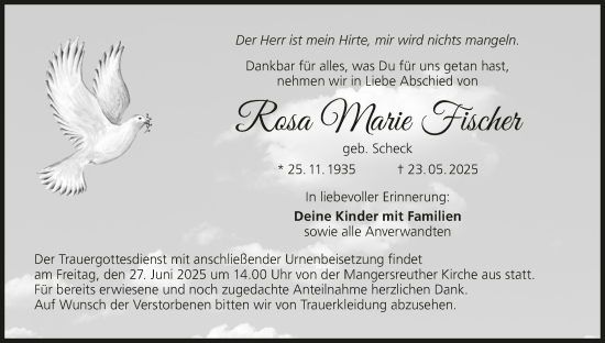 Anzeige von Rosa Marie Fischer von MGO
