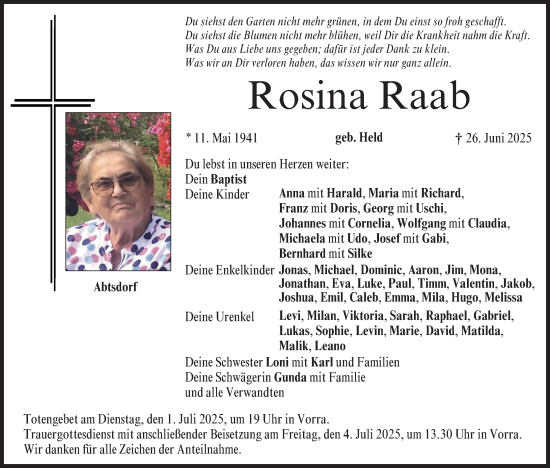 Anzeige von Rosina Raab von MGO