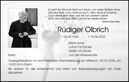 Anzeige von Rüdiger Olbrich von MGO