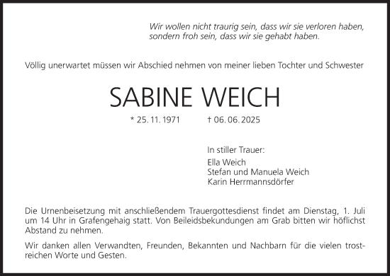 Anzeige von Sabine Weich von MGO