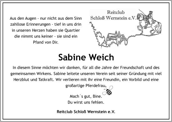 Anzeige von Sabine Weich von MGO