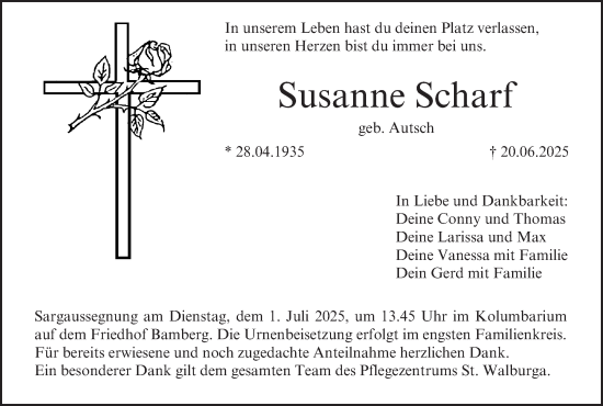 Anzeige von Susanne Scharf von MGO