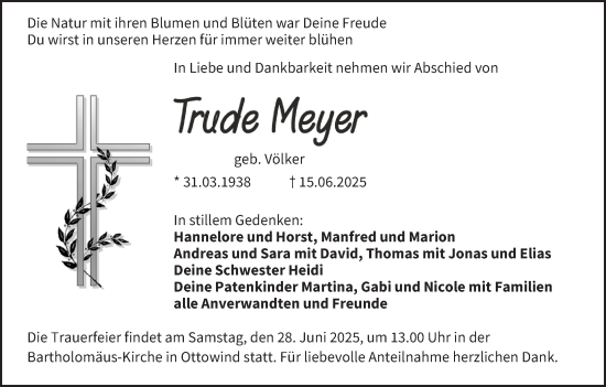Anzeige von Trude Meyer von MGO