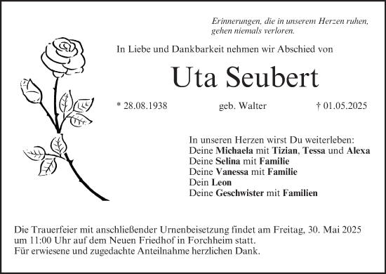 Anzeige von Uta Seubert von MGO