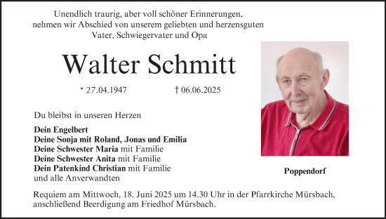 Anzeige von Walter Schmitt von MGO
