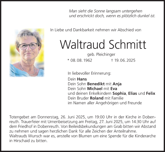 Anzeige von Waltraud Schmitt von MGO