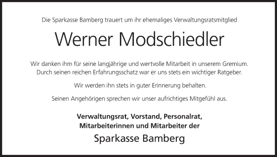 Anzeige von Werner Modschiedler von MGO
