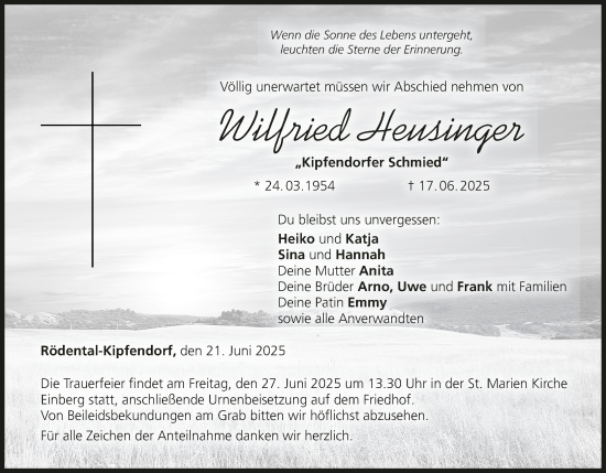 Anzeige von Wilfried Heusinger von MGO
