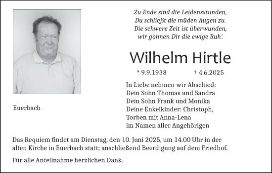Anzeige von Wilhelm Hirtle von MGO