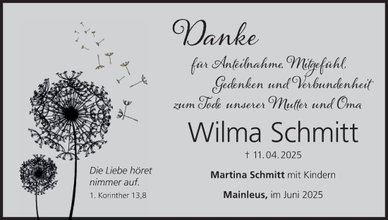 Anzeige von Wilma Schmitt von MGO