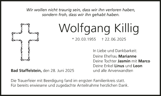 Anzeige von Wolfgang Killig von MGO