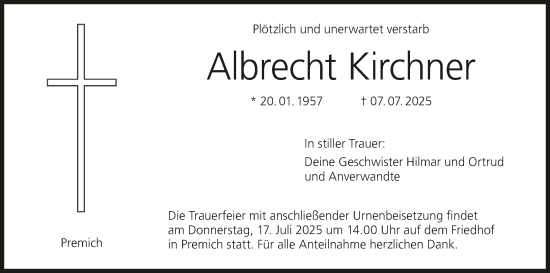 Anzeige von Albrecht Kirchner von MGO