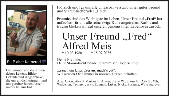 Anzeige von Alfred Meis von MGO