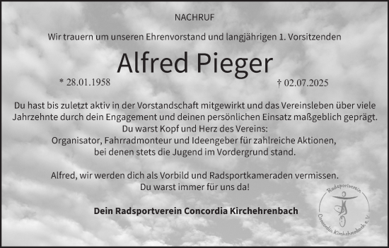 Anzeige von Alfred Pieger von MGO