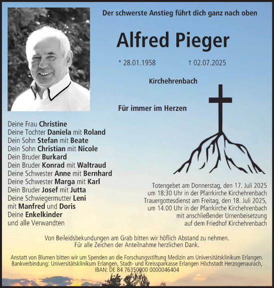 Anzeige von Alfred Pieger von MGO