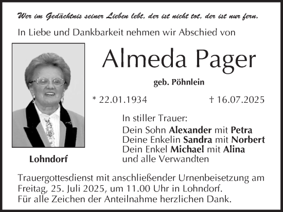 Anzeige von Almeda Pager von MGO
