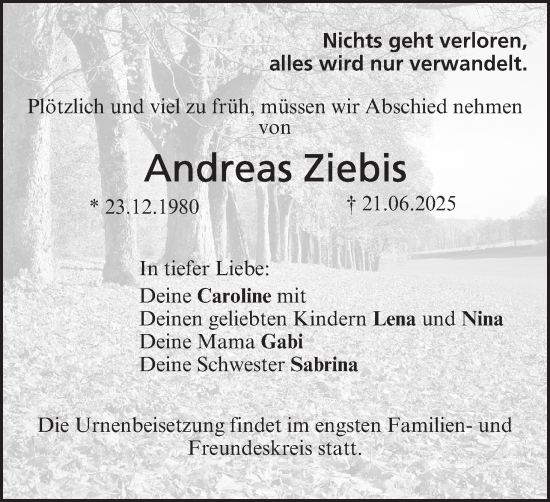 Anzeige von Andreas Ziebis von MGO