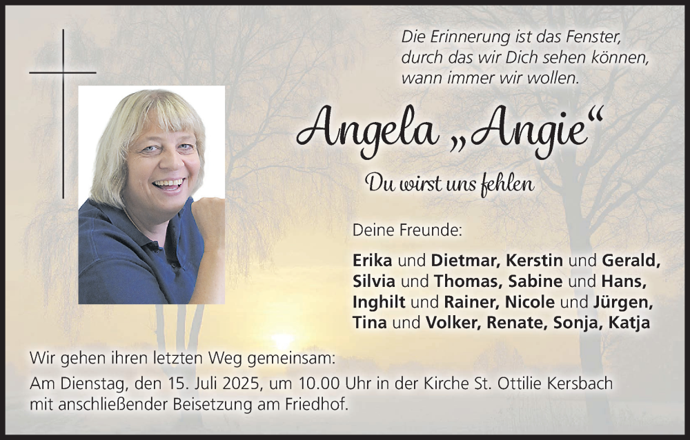  Traueranzeige für Angela  vom 12.07.2025 aus MGO