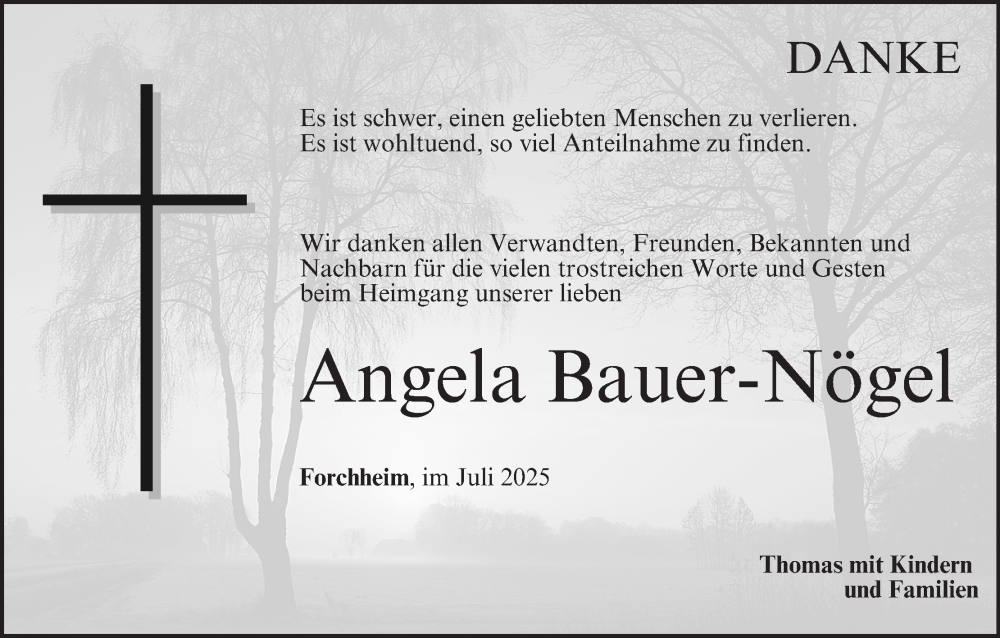  Traueranzeige für Angela Bauer-Nögel vom 26.07.2025 aus MGO