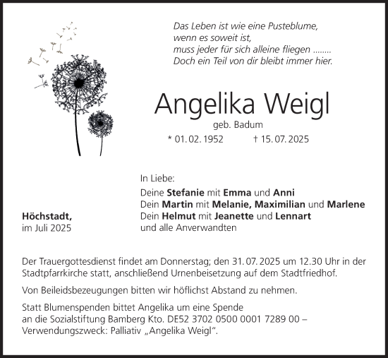 Anzeige von Angelika Weigl von MGO