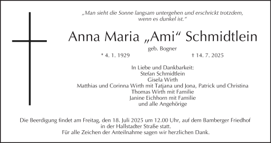 Anzeige von Anna Maria Schmidtlein von MGO