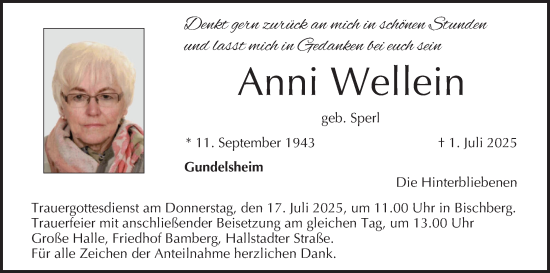 Anzeige von Anni Wellein von MGO