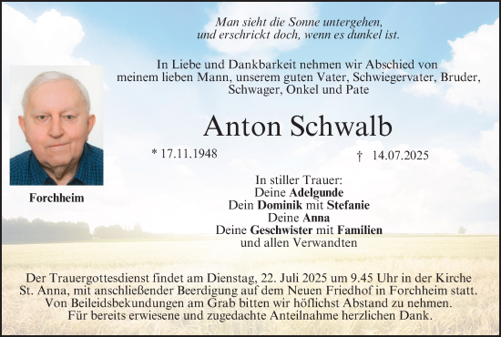 Anzeige von Anton Schwalb von MGO