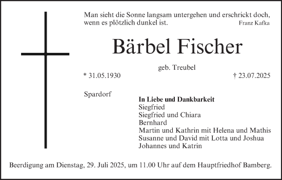 Anzeige von Bärbel Fischer von MGO