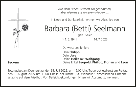 Anzeige von Barbara Seelmann von MGO