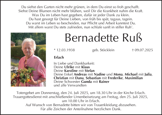 Anzeige von Bernadette Ruß von MGO