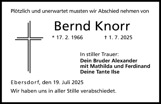 Anzeige von Bernd Knorr von MGO