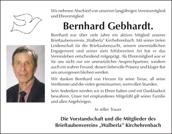 Anzeige von Bernhard Gebhardt von MGO