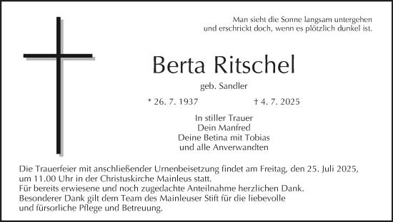 Anzeige von Berta Ritschel von MGO