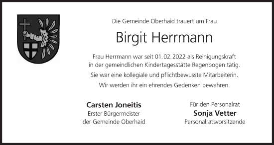 Anzeige von Birgit Herrmann von MGO