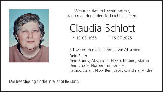 Anzeige von Claudia Schlott von MGO