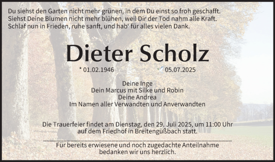 Anzeige von Dieter Scholz von MGO