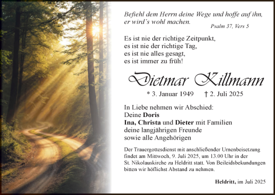 Anzeige von Dietmar Killmann von MGO