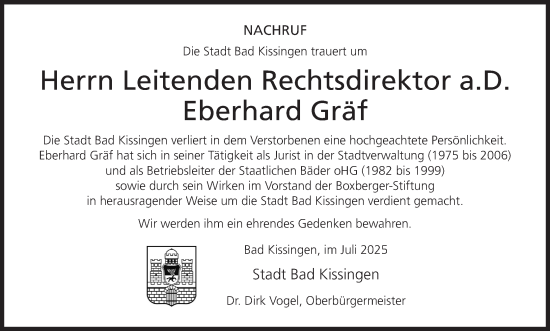 Anzeige von Eberhard Gräf von MGO