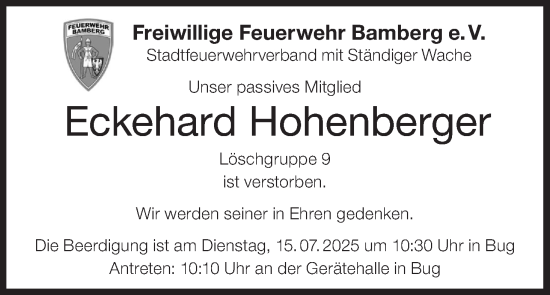 Anzeige von Eckehard Hohenberger von MGO