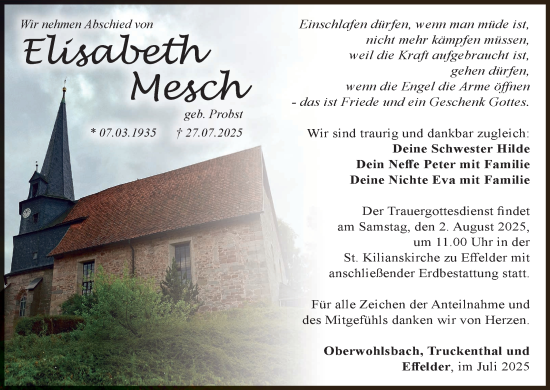 Anzeige von Elisabeth Mesch von MGO