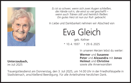 Anzeige von Eva Gleich von MGO