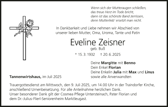 Anzeige von Eveline Zeisner von MGO