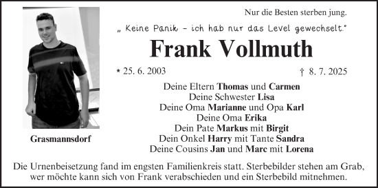 Anzeige von Frank Vollmuth von MGO