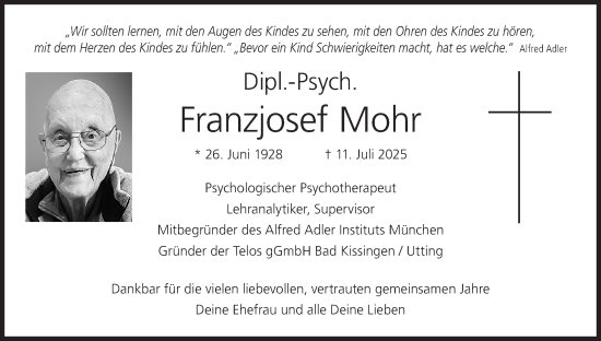 Anzeige von Franzjosef Mohr von MGO
