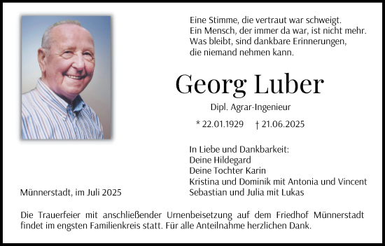 Anzeige von Georg Luber von MGO