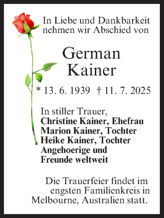 Anzeige von German Kainer von MGO