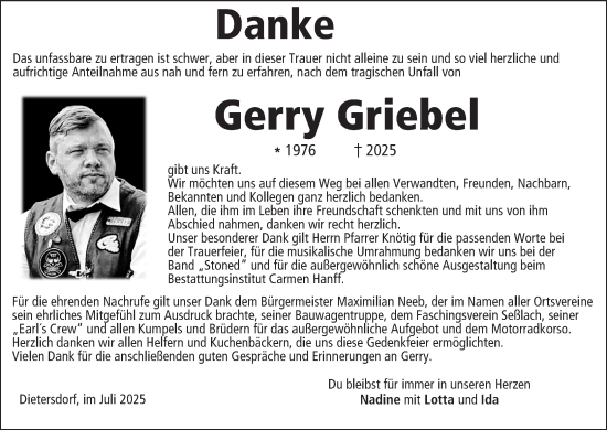 Anzeige von Gerry Griebel von MGO